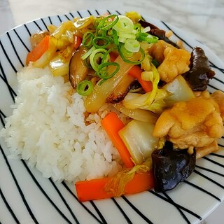 鶏肉と白菜の中華丼